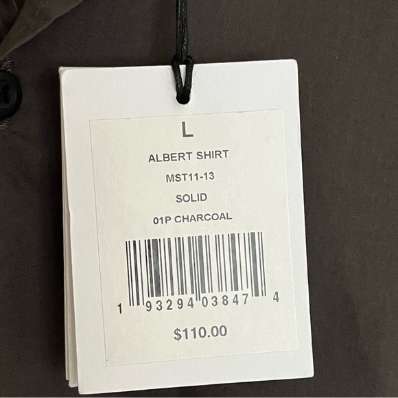 Onia Albert Shirt Mens Size L Button Down Dark Gray Charcoal - Picture 6 of 6
